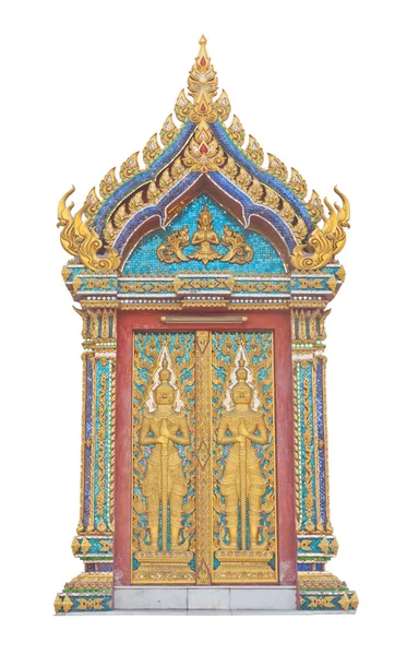 Thai buddhista templom ajtót szobor — Stock Fotó