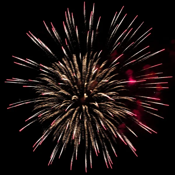 Feuerwerk erhellt den Himmel mit blendender Show — Stockfoto