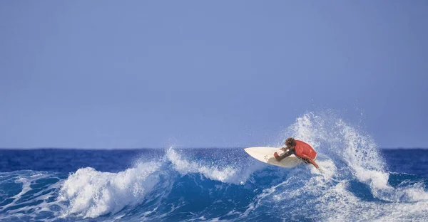 Surfista Profissional Onda Atividades Esportivas Aquáticas Atlantic Ocean República Dominicana — Fotografia de Stock