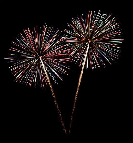 Fuochi d'artificio colorati con cielo notturno — Foto Stock
