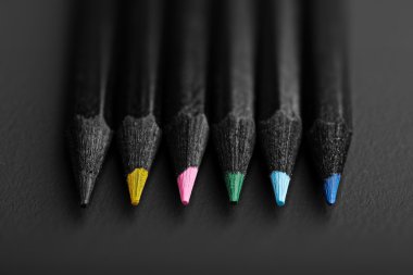 Black colored pencils clipart