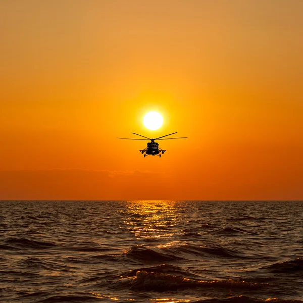 Mi-8 helicopters, warm sunset — Stock Photo, Image