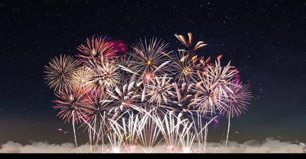 Fireworks and starry sky — Stock Photo, Image