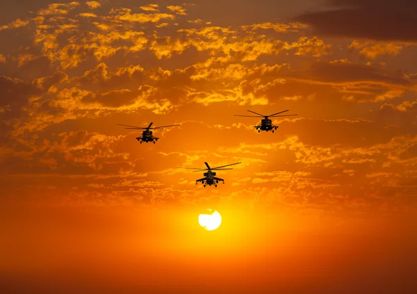 Group of combat helicopters — Stock Photo, Image