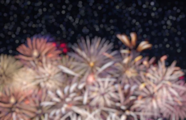 Feux d'artifice et ciel étoilé, flou, image de fond — Photo