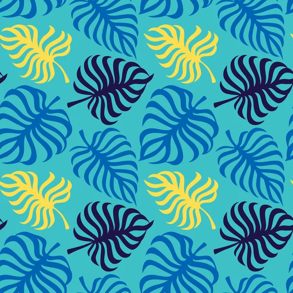 Motif avec des feuilles tropicales de Monstera — Image vectorielle