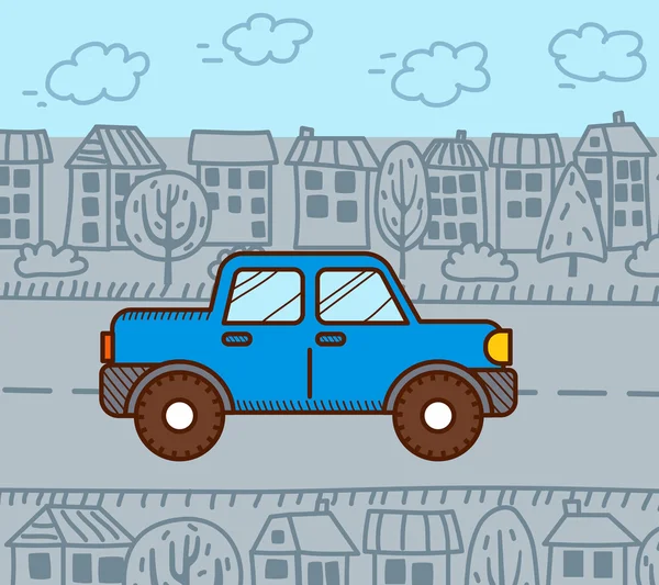 Coche en la ciudad. Vector — Vector de stock