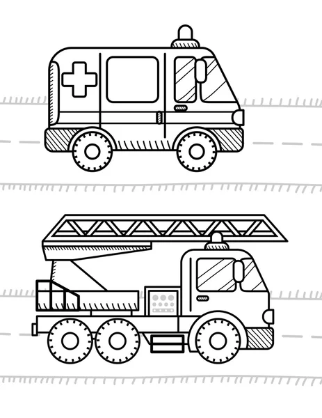 Carros e veículos livro de colorir —  Vetores de Stock