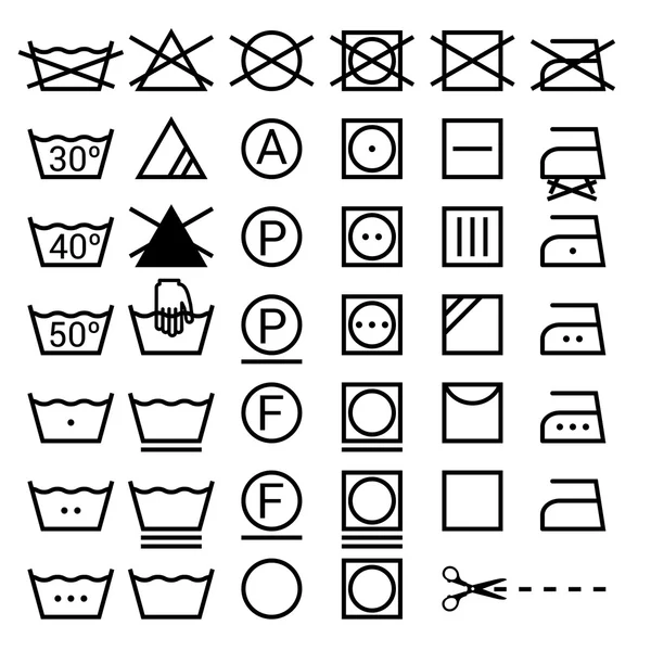 Conjunto de símbolos de lavagem — Vetor de Stock