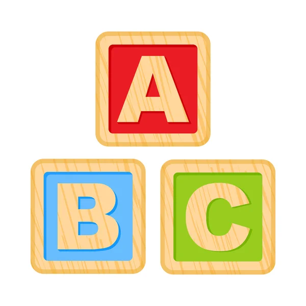 Cubos de alfabeto de madera — Vector de stock
