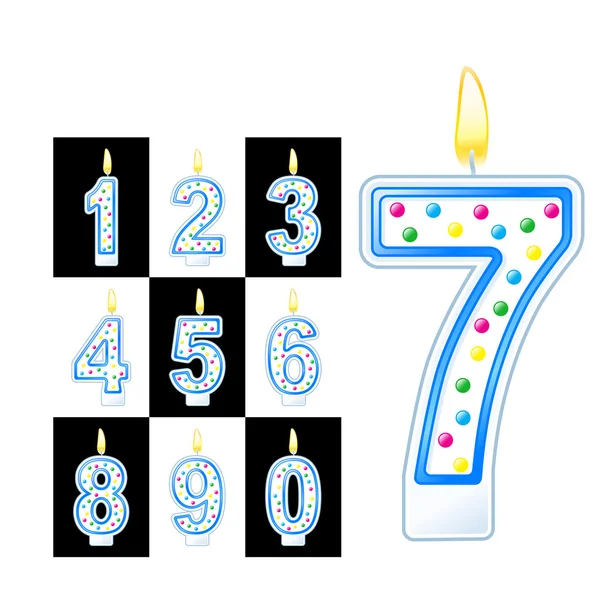 Születésnap számok gyertyák — Stock Vector