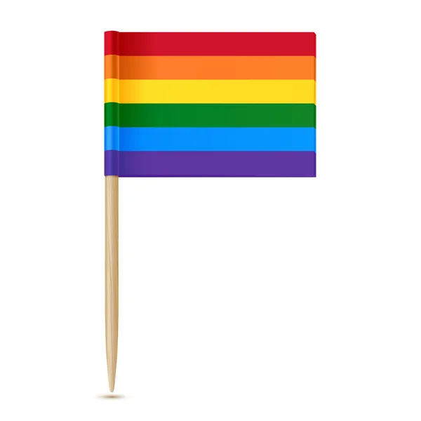 Bandeira arco-íris no palito. Orgulho gay — Stock vektor