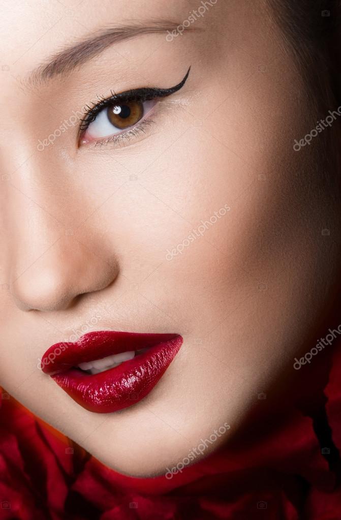 så ved godt Minister Asian Woman Close up With glamour make up and red lips Stock Photo by  ©Chetty 57928303