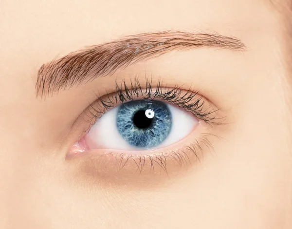 Nära håll blått öga med smink — Stockfoto
