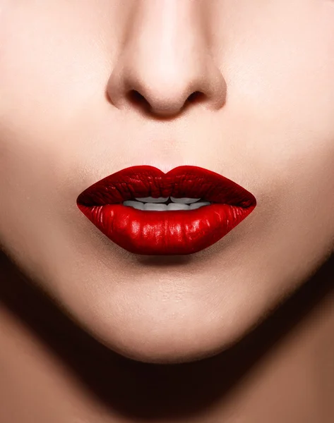 Closeup rode lippen make-up — Stockfoto