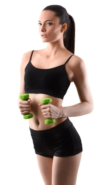 Mujer de fitness haciendo ejercicio con mancuerna — Foto de Stock