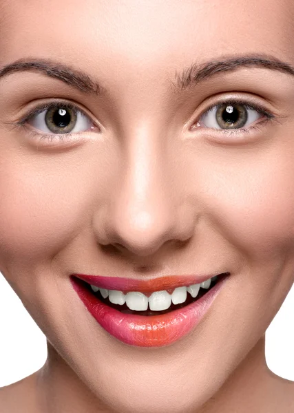 Smiling happy woman face close up — Stock Photo, Image