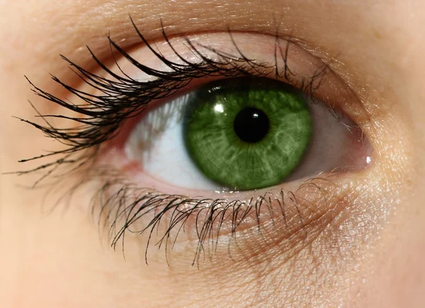 Grüne Augen aus nächster Nähe mit Make-up — Stockfoto