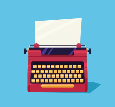 yüzyıl illüstrasyon retro daktilo ve kağıt levha ile orta