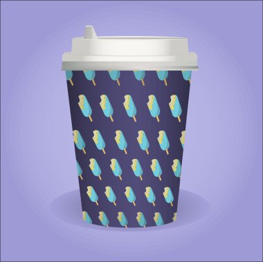 Sevimli kahve fincanı dondurma desenli