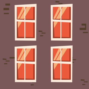 Duvar ev üstünde pencere eşiği. Akşam