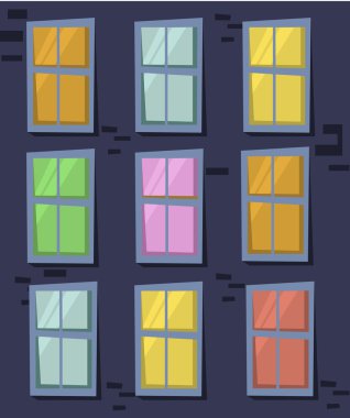 Duvar ev üstünde pencere eşiği. Akşam