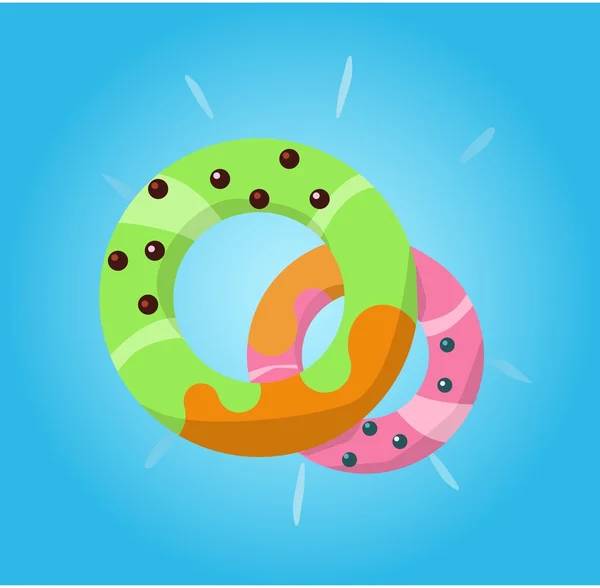 Donuts Lovelu vert et rose — Image vectorielle