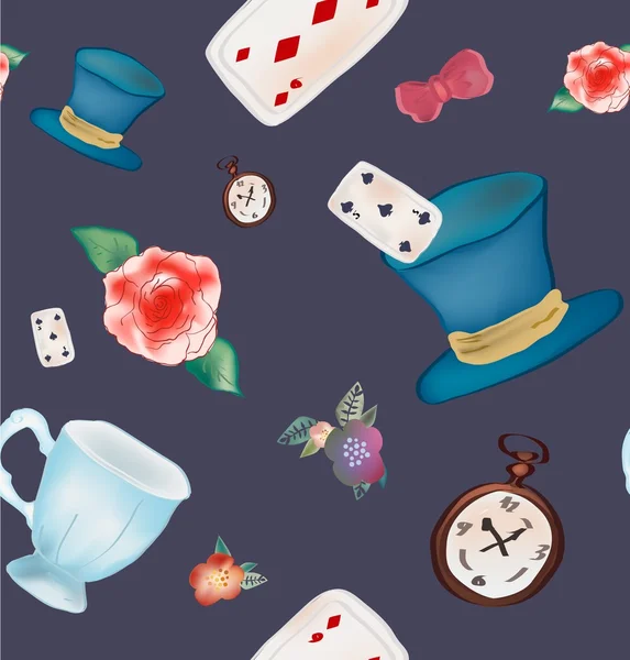 Alice in wonderland. Patroon — Stockvector