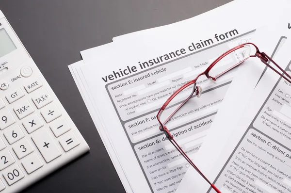 Formulário de pedido de seguro de veículos — Fotografia de Stock