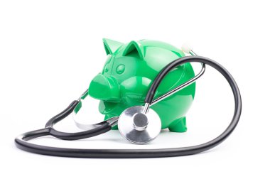 Piggy bank with stethoscope clipart