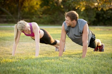 Couple exercising