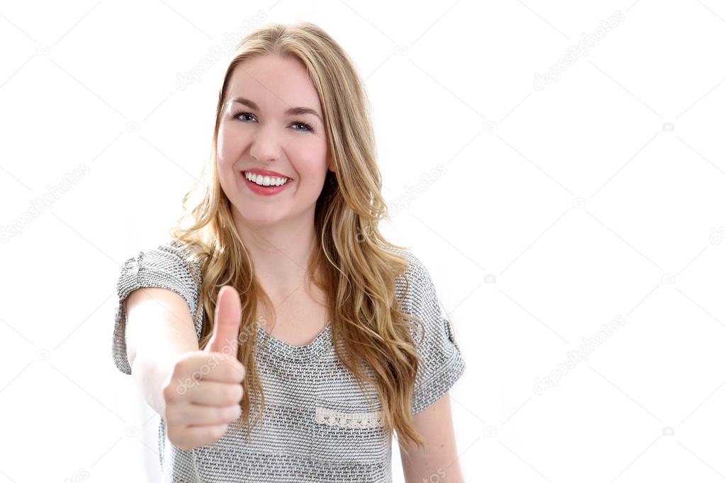 Woman thumbs up