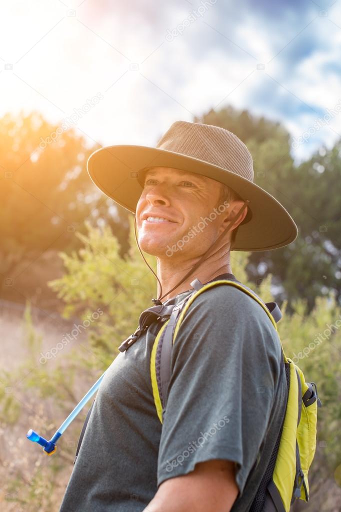 Man hiking trails