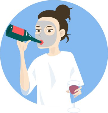   Şişeli kız ve bir bardak şarap.