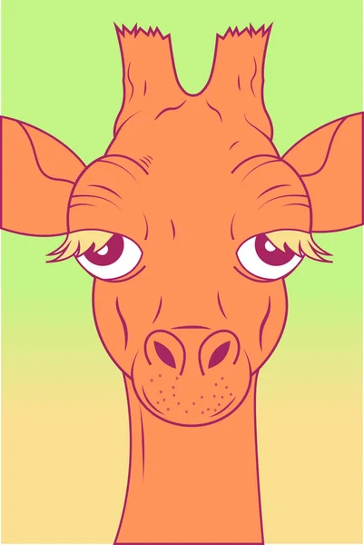 Cabeça Engraçado Laranja Girafa Vetor Ilustração — Vetor de Stock