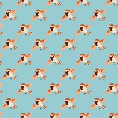 Şirin kuş serçeleri desen vektör çizimi