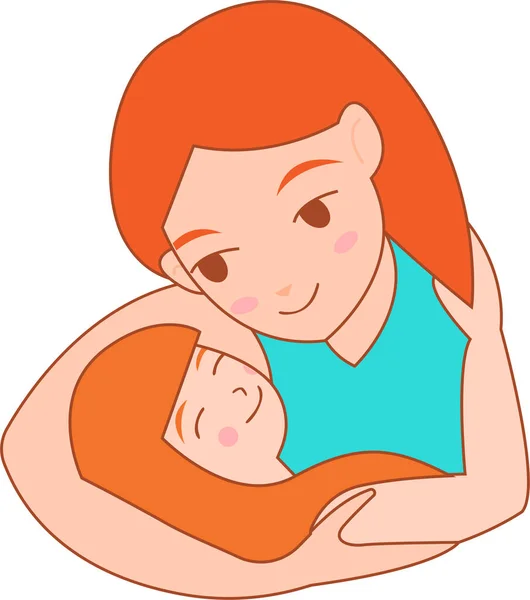 Linda Mamá Hija Abrazo Vector Ilustración — Archivo Imágenes Vectoriales