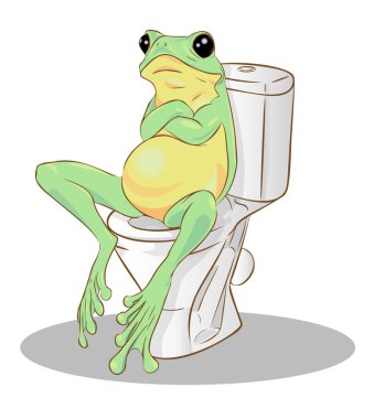 A pensive green frog sits on the toilet with its arms crossed over its chest. Vector illustration. vector A pensive green frog sits on the toilet with its arms crossed over its chest. Vector illustration. vector