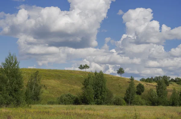 Пейзаж с холмами российской глубинки — стоковое фото