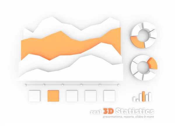 Forme di statistiche 3D reali su sfondo bianco — Foto Stock