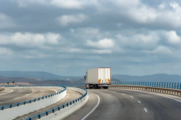 Camión Con Semirremolque Metálico Ampliamente Utilizado Industria Textil Automovilística Que — Foto de Stock