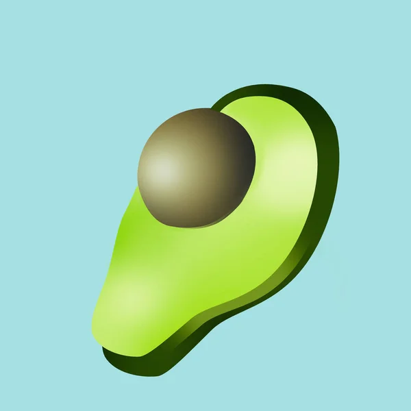 Avocado Illustratie Groen Friut Blauwe Achtergrond — Stockfoto