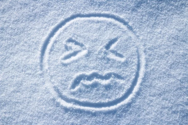 Smiley-Gesicht im Schnee — Stockfoto