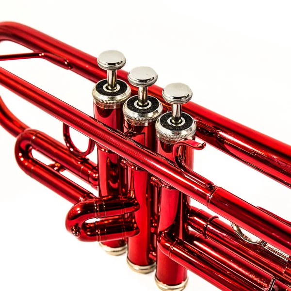 Detail Red Trumpet White Background — Stock Photo, Image