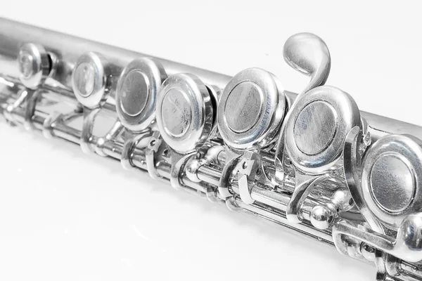 Dettaglio del flauto su sfondo bianco — Foto Stock