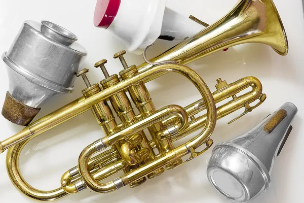 kornet ve beyaz arka plan üzerinde sesini kapatma