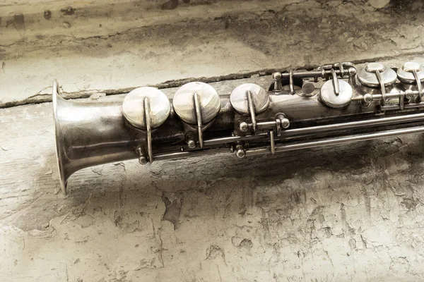 Soprano saxophone on background — Stock Photo, Image