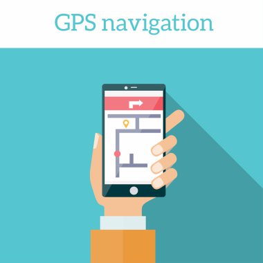 Smartphone cep telefonu gps navigasyon ekranda 