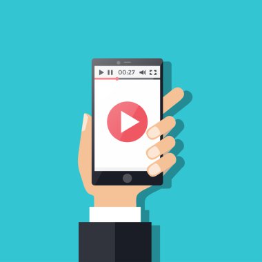 Hareket eden telefon ile ekranda video oynatıcı ile