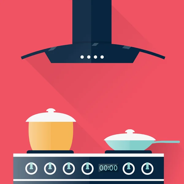 Inredning av köket, matlagning — Stock vektor